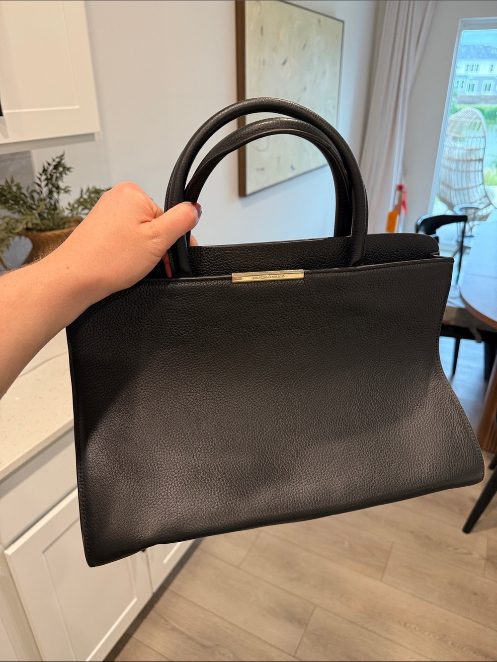 kate spade Black Pebbled Leather Satchel with Top Handles
